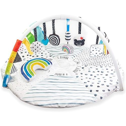 Sassy Stages STEM Developmental Play Gym, Sensory Tummy Time Activity Play Mat w/Built-in Instructions, Ultra Plush & Machine Washable Playmat for Babies & Toddlers, 0+ Months