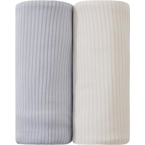 Viviland Jersey Swaddle Blanket, Ultra Soft Stretchy Receiving Blanket for Newborn, Baby Swaddle Wrap for Boys & Girls, 2 Packs,40 x 30 in, Grey & Pink