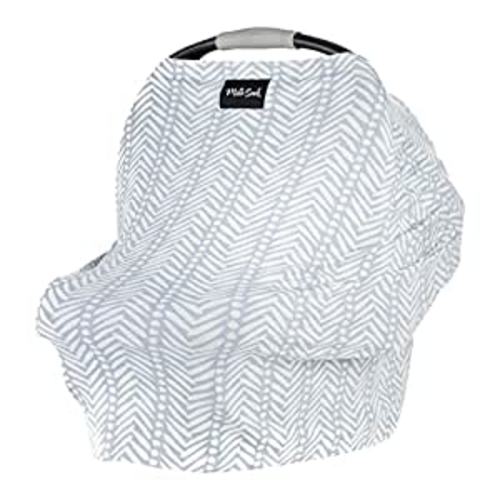 Milk Snob Original 5-in-1 Cover - Added Privacy for Breastfeeding, Baby Car Seat, Carrier, Stroller, High Chair, Shopping Cart, Lounger Canopy - Newborn Essentials, Nursing Top, Soho - Grey/Blue