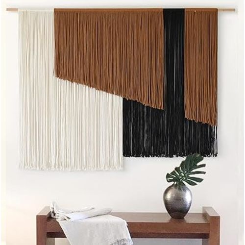 Large Macrame Wall Hanging Dip Dyed Fiber Macrame Wall Decor Boho Cord Living Room Wall Art 57" Wx43" L
