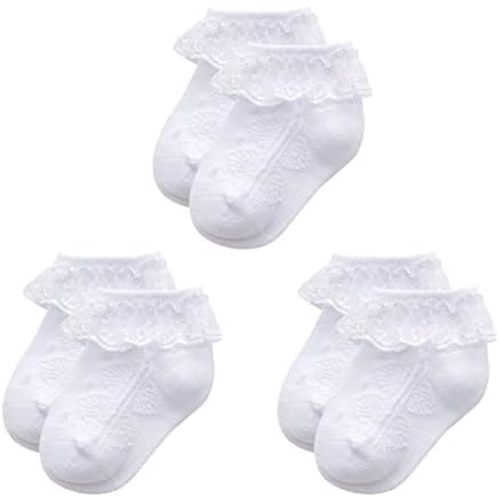 Durio Baby Girl Ruffle Socks - Super Soft Lace Socks for Baby Girls