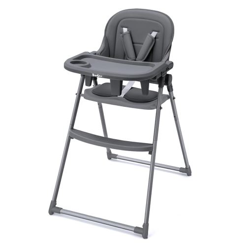 Foldable High Chair, High Chairs for Babies and Toddlers, Dining Chairs and Eating Chair with Adjustable Tray and 5 Point Harness for Infant, Gray