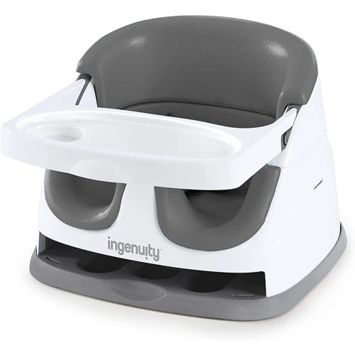 Ingenuity Baby Base 2-in-1 Booster Feeding and Floor Seat with Self-Storing Tray, Slate