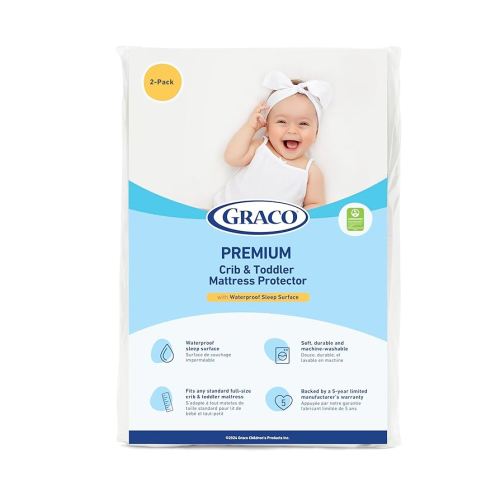 Graco Premium Crib Mattress & Protector Value Bundle (2-Pack) – Includes GREENGUARD Gold Certified Crib & Toddler Mattress, GREENGUARD Gold Certified Waterproof Protector
