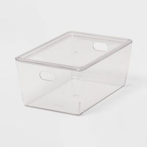 4l Stacking Clear Bin With Lid - Brightroom™: Pet, Lidded, Stackable, Universal Storage, 10.15"x6.81"x4.52"