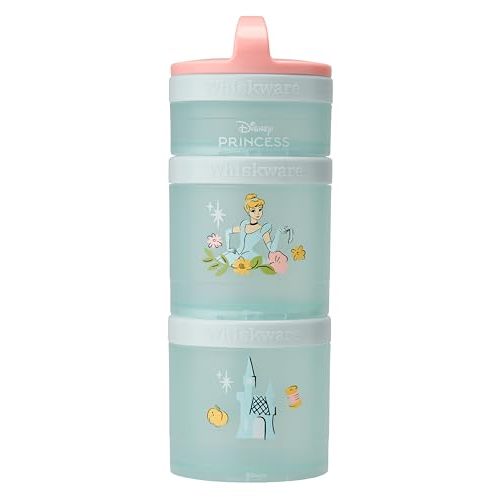 (Cinderella) DiSNEY PRINCESS Whiskware Stackable Snack Pack - 3 Jar + Handle - Pink/Blue/Blue