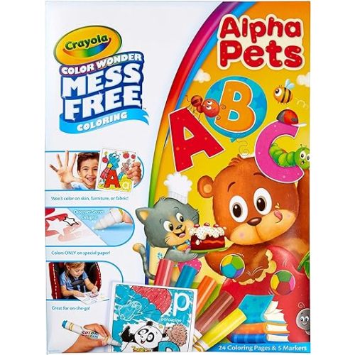 Crayola Color Wonder Alpha Pets, Mess Free Coloring for Toddlers, Alphabet Coloring Pages, Toddler Activity, Gift for Kids, Ages 3+ [Amazon Exclusive]