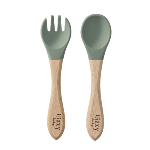 Bamboo Spoon and Fork Set (Sage)
