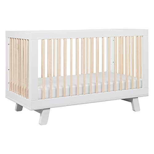 Babyletto Hudson 3-in-1 Convertible Baby Crib with Wooden Toddler Bed & Daybed Conversion - Easy to Assemble & GREENGUARD Gold Certified - 4 Adjustable Mattress Heights - White & Washed Natural