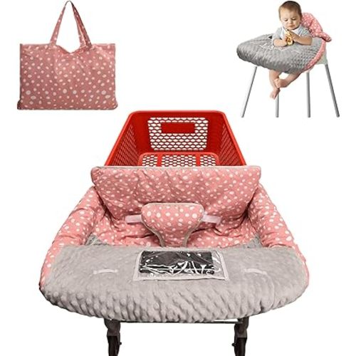 Shopping Cart Cover for Baby/Toddler,Super Soft Cart Seat Covers, High Chair Cover for Restaurant Seat, Portable and Machine Washable, Suitable for Sam's, Walmart, Costco (Pink Dot)