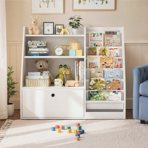 Latitude Run® Bookshelves with Sling Bookcase , Flip-Top Drawers & Reviews | Wayfair