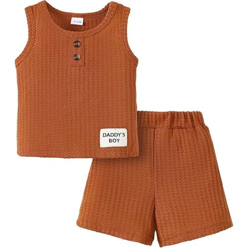 Baby Boy Clothes Summer Infant Toddler Boy Outfits Sleeveless Tank Tops Vest T-Shirt Casual Shorts Set 2 Piece