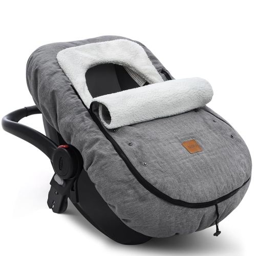 Bioby Baby Car Seat Cover, Infant Car Seat Cover for Boy Girl, Roomy, Cozy, Warm, Waterproof Baby Carseat Covers Canopy with Thickened Fleece Lining and Magnetic Closure, Universal Fitted Gray