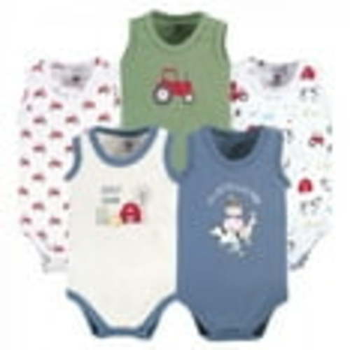 Hudson Baby Infant Boy Cotton Sleeveless Bodysuits, Boy Farm Animals, 9-12 Months
