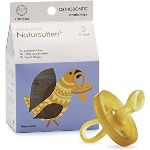 Natursutten Pacifiers 0-6 Months - 1-Pack Orthodontic Nipple Original Shield Natural Rubber Safe & Soft BPA-Free Pacifiers for Breastfeeding Babies - Newborn Pacifiers Made in Italy