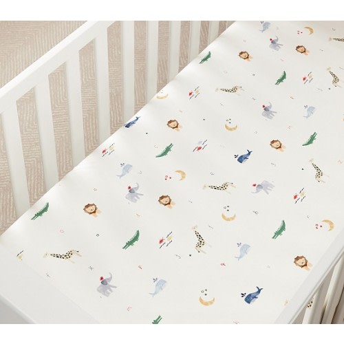 Animal ABC Organic Crib Fitted Sheet | Pottery Barn Kids