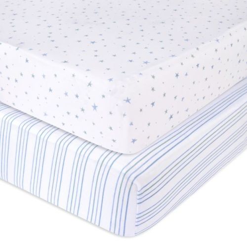 Ely's & Co. Baby Fitted Crib Sheet 100% Combed Jersey Cotton for Baby Boy 2 Pack
