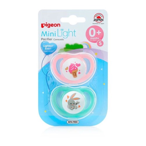 2 pc Pigeon Minilight Baby/Infant Pacifier/Dummy Size Small Assorted Ages 0 &amp; Up