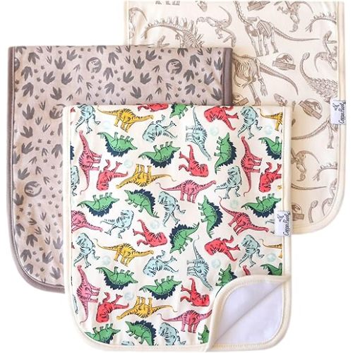Copper Pearl Baby Burp Cloth Large 21''x10'' Size Premium Absorbent Triple Layer 3-Pack Gift Set Jurassic Park
