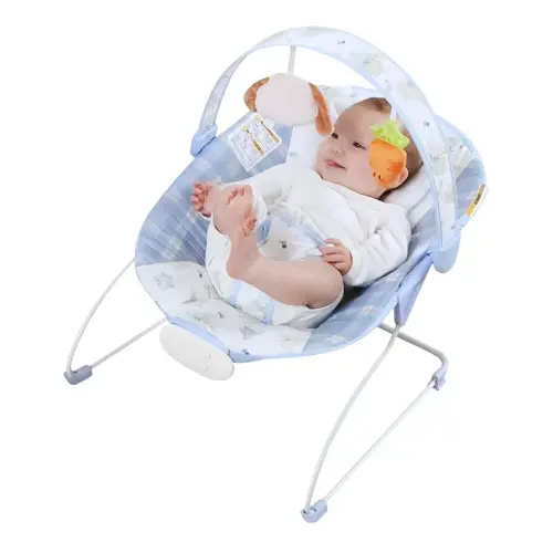 Portable Baby Bouncer Seat with 8 Melodies, 3 Vibration Levels & Adjustable Volume, Foldable Infant Bouncer Rocker with Toy Bar & Safety Harness for Baby 0-6 Months, Indoor & Outdoor Use BR2401