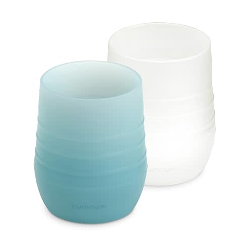 NumNum Clear Silicone Baby Cup for Infant, 4+ months, & Toddler - 2oz Non-Slip & Easy To Grip Training Cups - Perfect for Tiny Hands To Develop Drinking & Self Feeding Skills