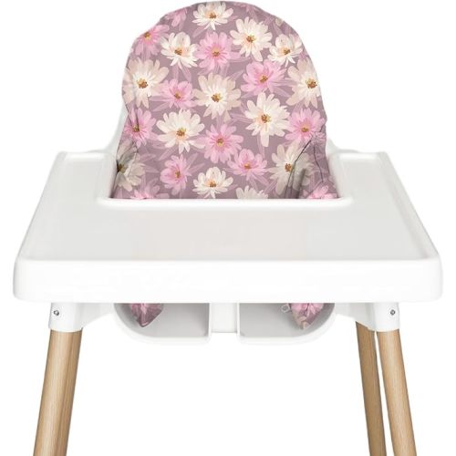 Nibble and Rest Highchair Cushion Cover for Inflatable Cushion, Compatible for IKEA Antilop Highchair,Accessories Stain-Proof and Wipeable Cover (Cushion NOT Included)(Lilac Petals)