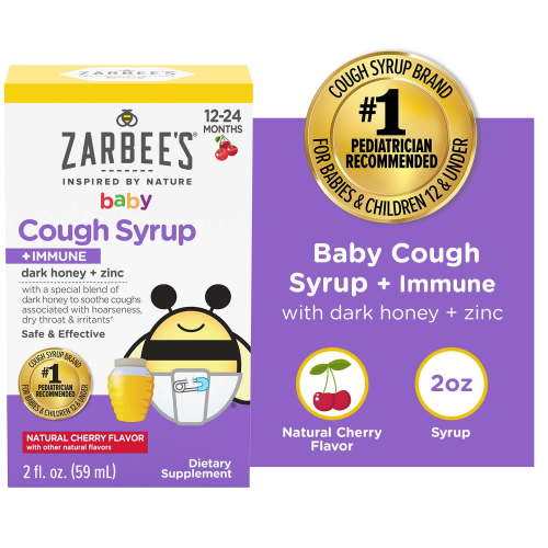 Zarbee's Baby Honey Cough Syrup + Immune Support*, Cherry, 2 fl. oz