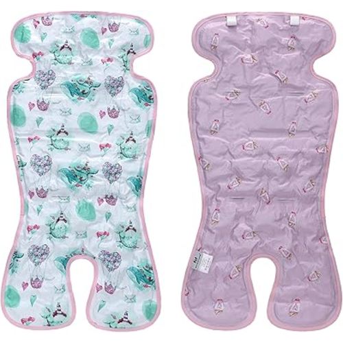 Miracle Baby Gel Car Seat Cooler Pad, Double Sides Universal Stroller Ice Cushion Cooler Mat, Summer Cooling Seat Liner Suitable for Baby Dining Chair, Child Safety Seat, One Pack (Whale+Pink)