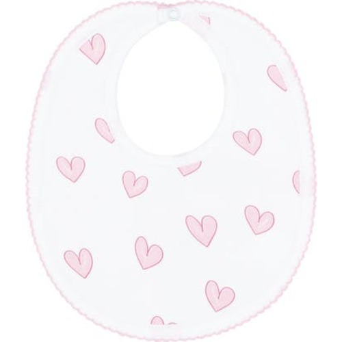 Pink Heart Print Bib - Baby
