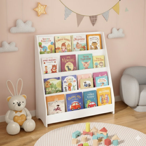 Four-Tier Children's Bookshelf, Toddler Book Display Rack, Helps Maintain Organization In Bedrooms, Playrooms, And Classrooms (White Finish) | Wayfair