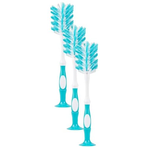 Dr. Brown's Deluxe Baby Bottle Brush with Anti-Colic Vent Cleaning Brush, Soft and Sturdy Bristles, BPA Free, Blue, 3 Pack