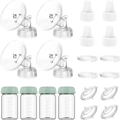 4 Full Pump Parts Kits for Spectra S1/S2/9 Plus/Synergy Gold, Replacement Kit for Spectra Pump Parts 4PC,Include 24mm Flange, Duckbill Valve, Tube, Bottle, Backflow Protector, Not Original Accessories