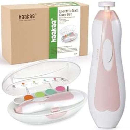 Amazon.com : haakaa Baby Nail Trimmer Electric Safe Baby Nail Clippers Baby Nail File Kit Manicure Set, Trim Polish Grooming kit for Newborn Toddler or Adults Toes Fingernails, 6 Grinding Heads and LED Light : Baby