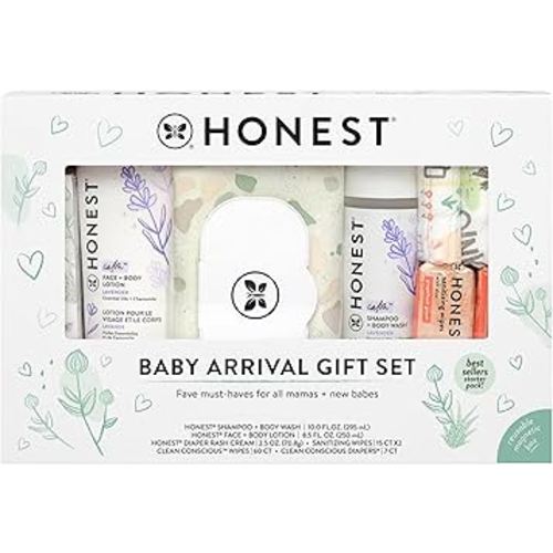 The Honest Company Baby Arrival Gift Set | Newborn Essentials Welcome Box | Diapers, Wipes, Personal Care, Diaper Rash Cream