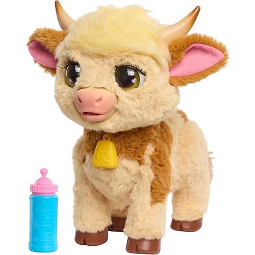 Just Play furReal Maggie The Feed & Follow Cow, 11 Inch Interactive Highland Mini Cow, for Boys and Girls, Ages 4 and up