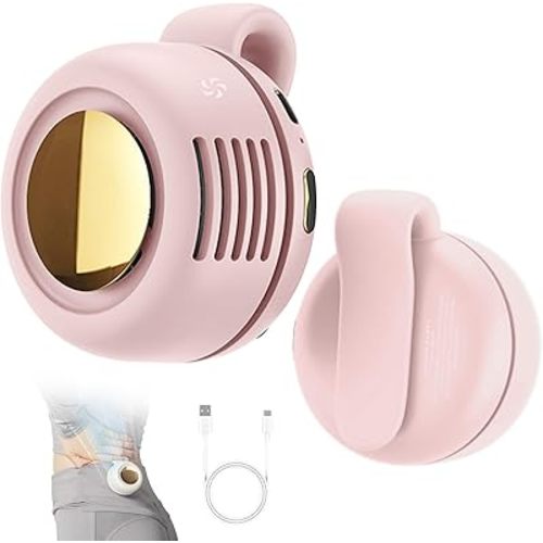 Portable Silent Mini Bladeless Fan Clip On, Small Fan Clip on for Shirt & Waist, Adjustable 3-Speed Suspended Whirlwind Fans, For Outdoor & Travel & Office, Travel Accessories, Gift (Pink)