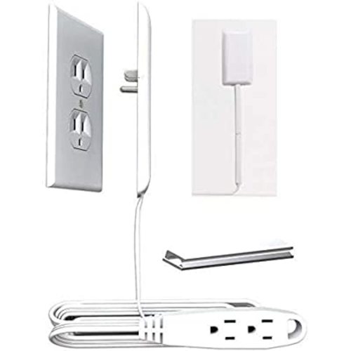 Sleek Socket Ultra-Thin Child Proofing Outlet Cover with 3 Outlet Extension Cord and Cord Cover Kit, Standard Size - 9 ft, Standard