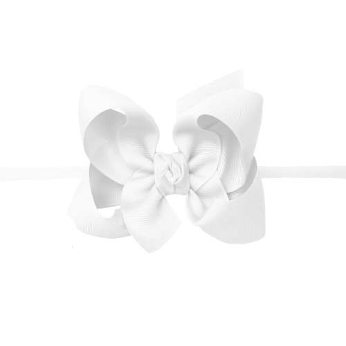 Large Grosgrain Bow on Baby Headband - White