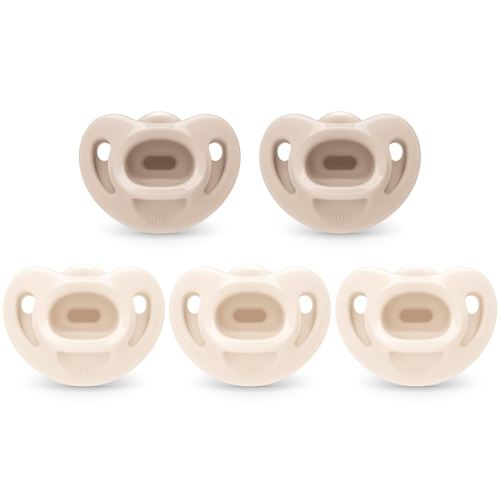 NUK 100% Silicone Comfy Orthodontic Pacifiers, 0-6 Months, Neutral Fashion, Timeless Collection, 5 Count