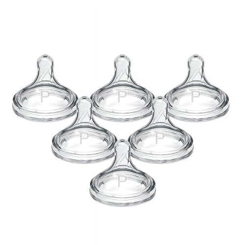 Dr. Browns Natural Flow Preemie Flow Wide-Neck Baby Bottle Silicone Nipple, Slowest Flow, 0m+, 100% Silicone Bottle Nipple, 6 Count (Pack of 1)