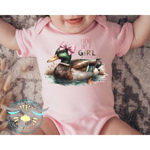 Duck Hunting Onesie® I Hunt Like A Girl Try To Keep Up, Little Duck Hunter, Mallard, Call Me Baby Onesie® Cute Girl Onesie® Girl's Hunt Too
