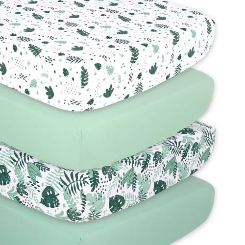 The Peanutshell Botanical Fitted Crib Sheet 4 Pack Set