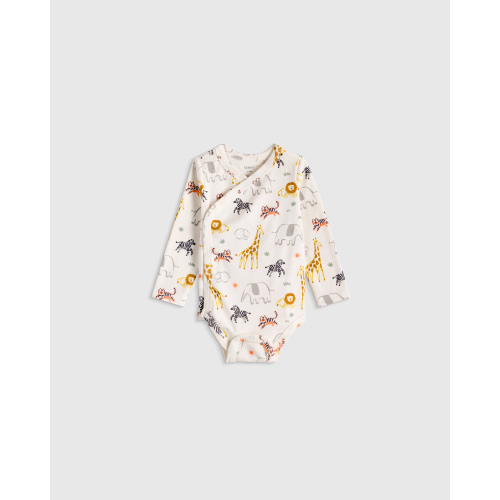 100% Organic Cotton Long Sleeve Kimono Bodysuit - Baby in Farmer's Market