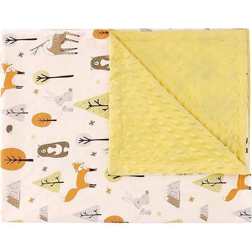 Baby Blankets for Unisex Boys Girls, Silky Micro Soft Plush Minky Blankets with Print Animal Pattern and Soothing Dots Double Layer Newborn Bed Throws 30x40 Inches (Fox)