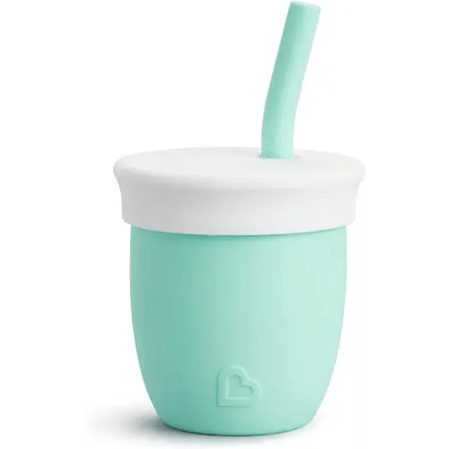 Munchkin® C’est Silicone! Open Training Cup with Straw for Babies and Toddlers 6 Months+, 4 Ounce, Mint