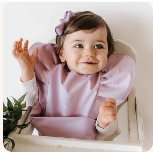 Lavender Frill Waterproof Snuggle Baby Bib | Snuggle Hunny