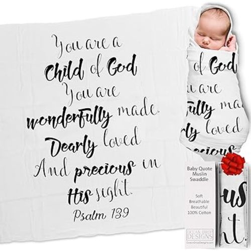 Ocean Drop Designs Muslin Swaddle Blankets - Baby Gifts for Boys & Girls - Gender Neutral Christian Newborn Gifts