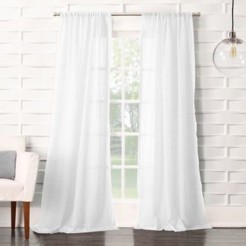 50"x84" No. 918 Sheer Avril Crushed Texture Rod Pocket Curtain Panel White