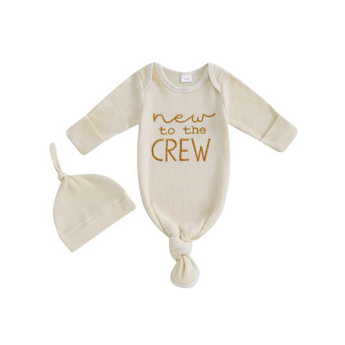 Suealasg Newborn Boys Girls Sleeping Bags Infant Long Sleeve Letter Print Knotted Swaddle Wrap Blanket Baby Boy Girl Fall Sleep Sack +Hat 0-3 Months