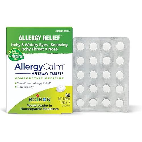 BOIRON AllergyCalm Tablets for Relief from Allergy and Hay Fever Symptoms of Sneezing, Runny Nose, and Itchy Eyes or Throat - 60 Count
